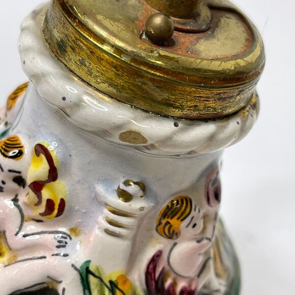 Vintage Salt Shaker And Pepper Grinder Set Porcelain and Brass Made In Italy - Picture 15 of 16